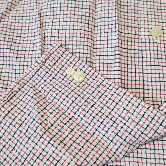 Ralph Lauren boy's long sleeve button down plaid top pink white black sz L 14-16 - Picture 9 of 12